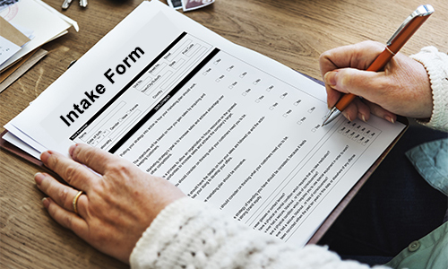 person filling out a form