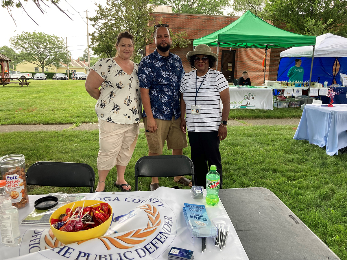 Public Defender staff at community event to talk about parent representation.